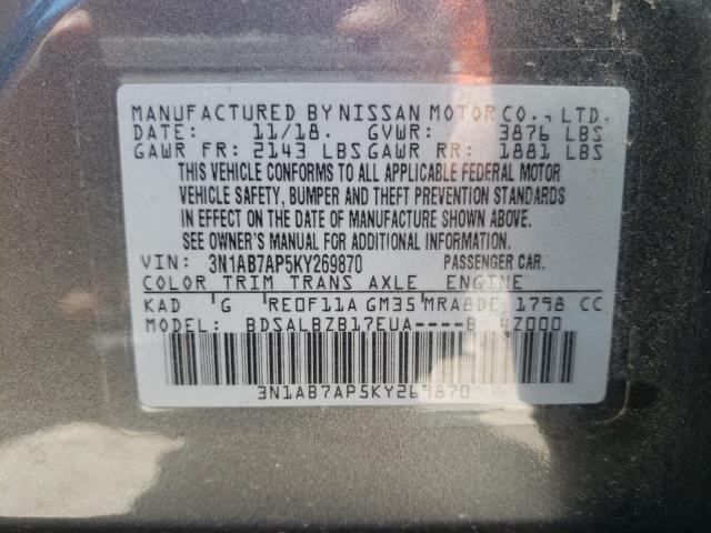 Photo 9 VIN: 3N1AB7AP5KY269870 - NISSAN SENTRA S 