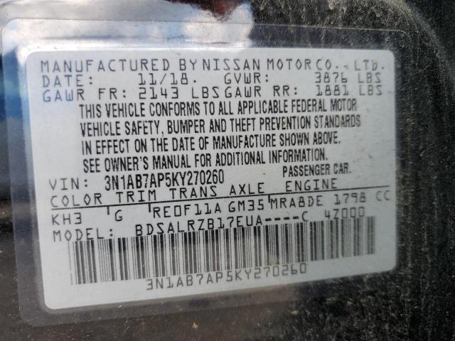 Photo 9 VIN: 3N1AB7AP5KY270260 - NISSAN SENTRA S 