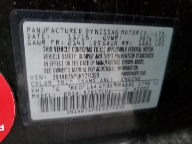 Photo 11 VIN: 3N1AB7AP5KY274390 - NISSAN SENTRA 