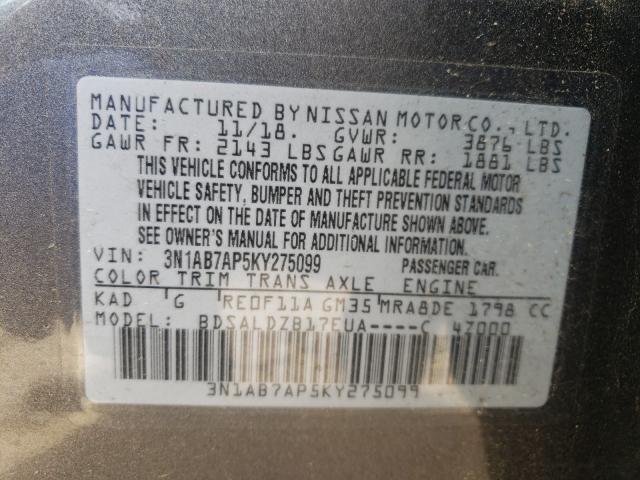 Photo 9 VIN: 3N1AB7AP5KY275099 - NISSAN SENTRA S 