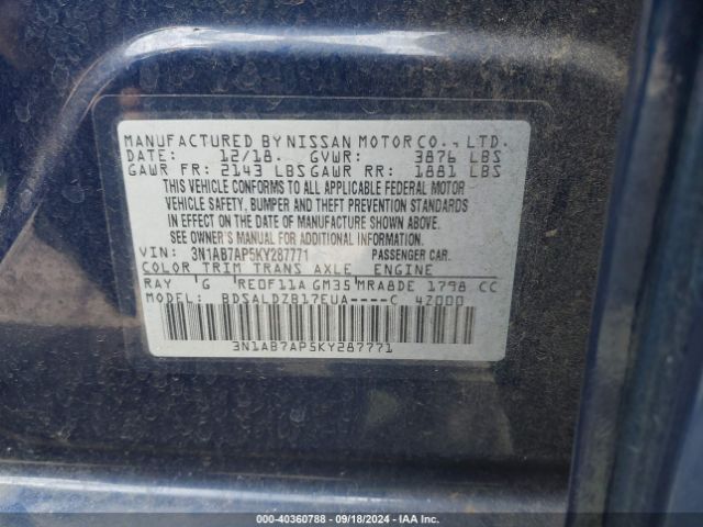 Photo 8 VIN: 3N1AB7AP5KY287771 - NISSAN SENTRA 