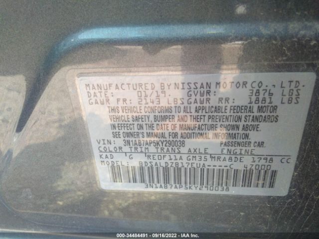 Photo 8 VIN: 3N1AB7AP5KY290038 - NISSAN SENTRA 