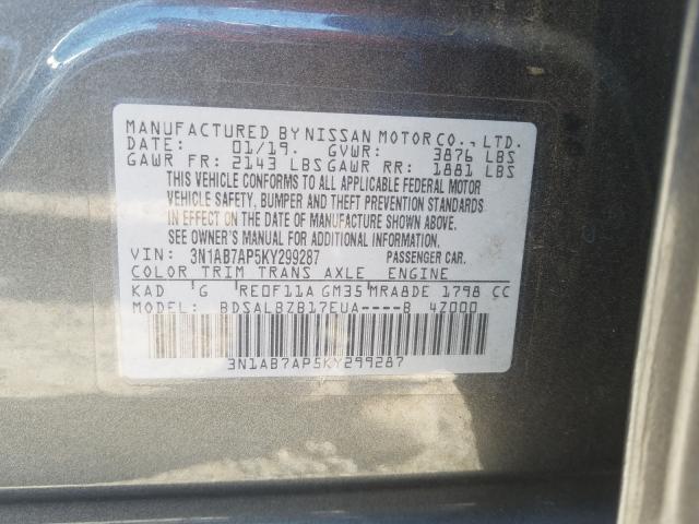 Photo 9 VIN: 3N1AB7AP5KY299287 - NISSAN SENTRA S 