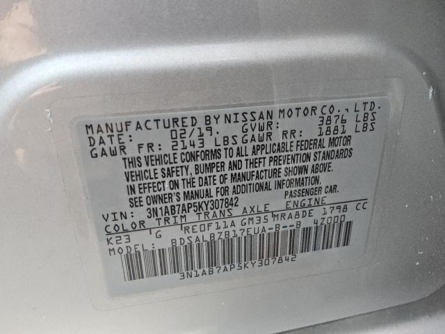 Photo 12 VIN: 3N1AB7AP5KY307842 - NISSAN SENTRA S 