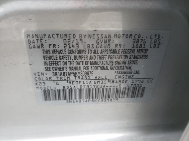 Photo 9 VIN: 3N1AB7AP5KY309879 - NISSAN SENTRA S 