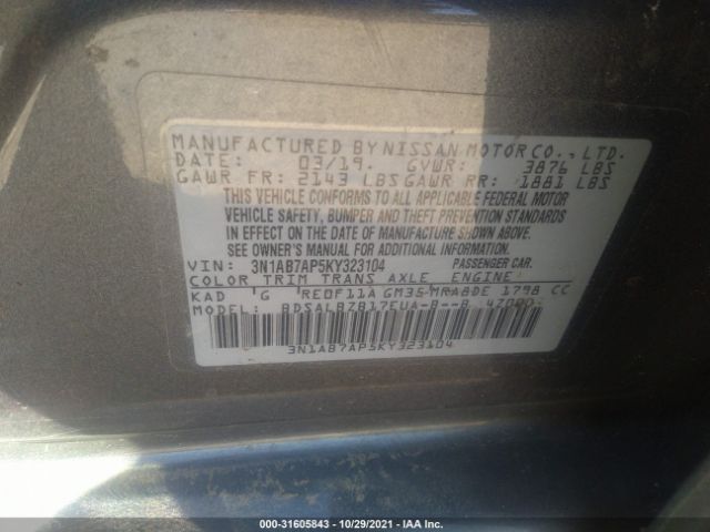 Photo 8 VIN: 3N1AB7AP5KY323104 - NISSAN SENTRA 