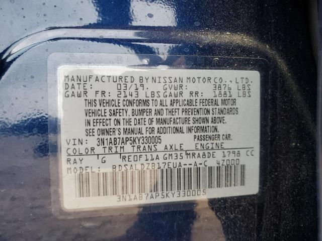 Photo 11 VIN: 3N1AB7AP5KY330005 - NISSAN SENTRA S 