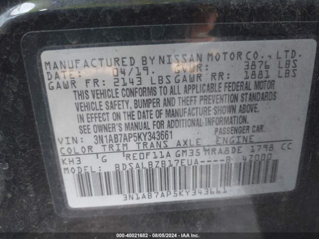 Photo 8 VIN: 3N1AB7AP5KY343661 - NISSAN SENTRA 