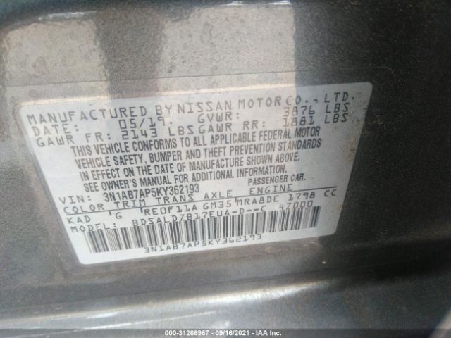 Photo 8 VIN: 3N1AB7AP5KY362193 - NISSAN SENTRA 