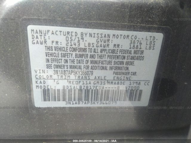 Photo 8 VIN: 3N1AB7AP5KY366079 - NISSAN SENTRA 