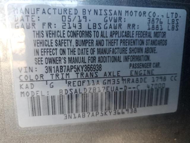 Photo 12 VIN: 3N1AB7AP5KY366938 - NISSAN SENTRA S 