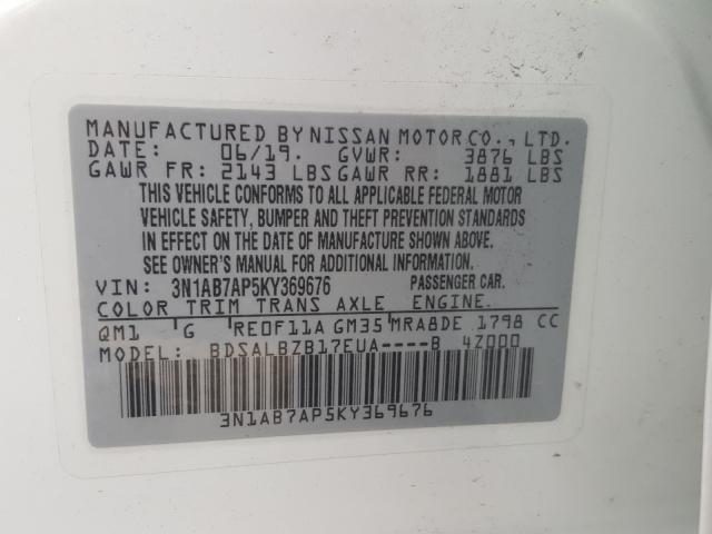 Photo 9 VIN: 3N1AB7AP5KY369676 - NISSAN SENTRA S 