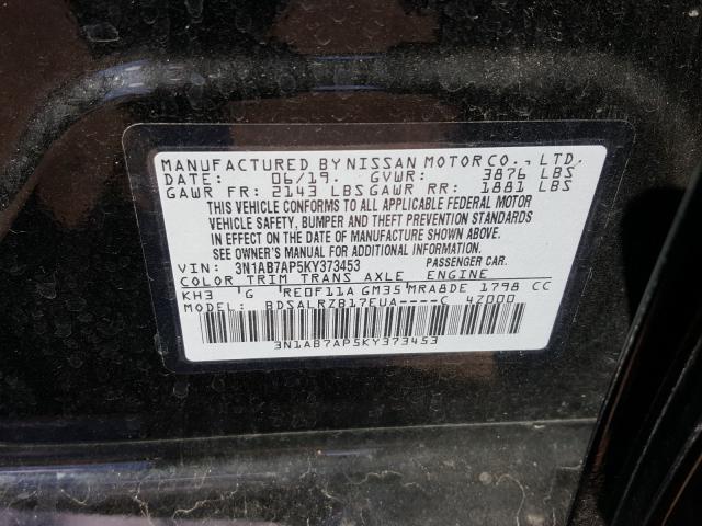 Photo 9 VIN: 3N1AB7AP5KY373453 - NISSAN SENTRA S 