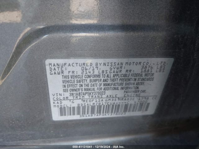 Photo 8 VIN: 3N1AB7AP5KY378023 - NISSAN SENTRA 