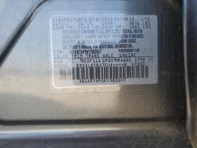 Photo 11 VIN: 3N1AB7AP5KY380547 - NISSAN SENTRA S 