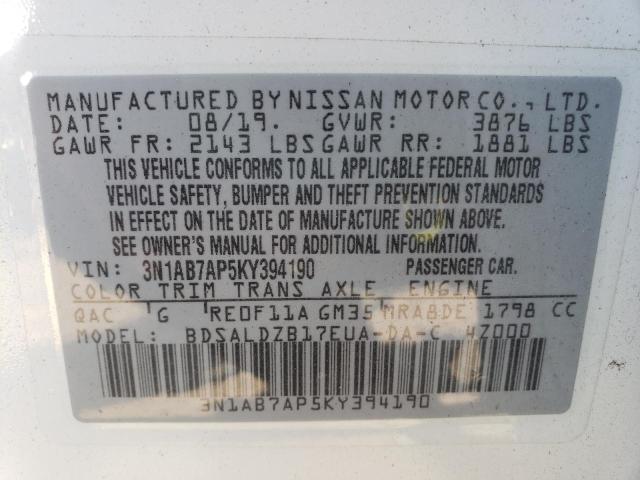 Photo 9 VIN: 3N1AB7AP5KY394190 - NISSAN SENTRA S 