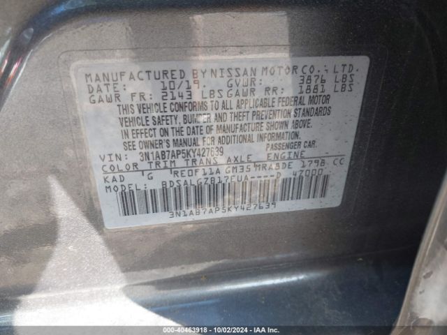 Photo 8 VIN: 3N1AB7AP5KY427639 - NISSAN SENTRA 