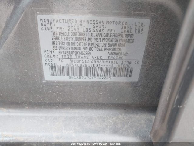 Photo 8 VIN: 3N1AB7AP5KY457269 - NISSAN SENTRA 