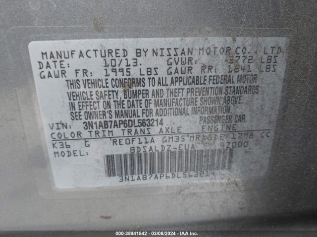 Photo 8 VIN: 3N1AB7AP6DL563214 - NISSAN SENTRA 