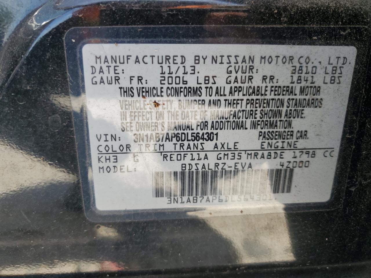 Photo 11 VIN: 3N1AB7AP6DL564301 - NISSAN SENTRA 