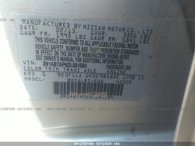 Photo 8 VIN: 3N1AB7AP6DL681084 - NISSAN SENTRA 