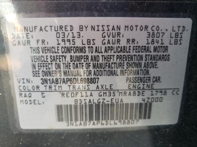 Photo 9 VIN: 3N1AB7AP6DL698807 - NISSAN SENTRA S 