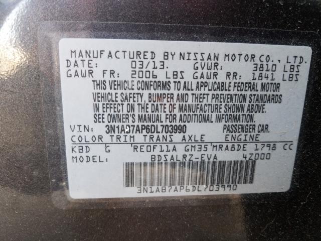 Photo 9 VIN: 3N1AB7AP6DL703990 - NISSAN SENTRA S 