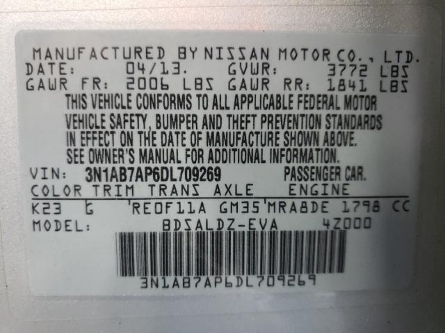 Photo 9 VIN: 3N1AB7AP6DL709269 - NISSAN SENTRA S 