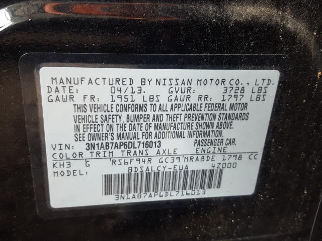 Photo 9 VIN: 3N1AB7AP6DL716013 - NISSAN SENTRA S 