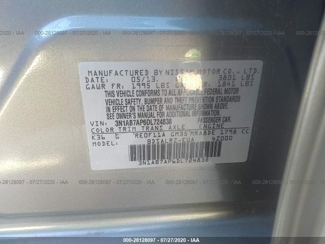 Photo 8 VIN: 3N1AB7AP6DL724838 - NISSAN SENTRA 