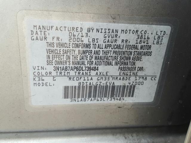 Photo 9 VIN: 3N1AB7AP6DL739484 - NISSAN SENTRA S 