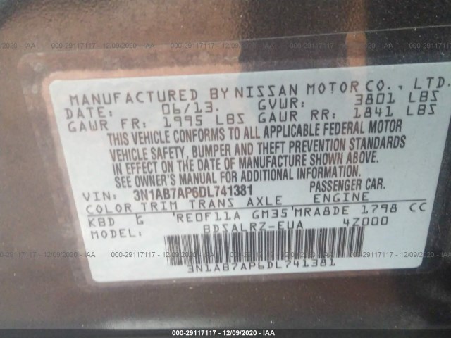 Photo 8 VIN: 3N1AB7AP6DL741381 - NISSAN SENTRA 