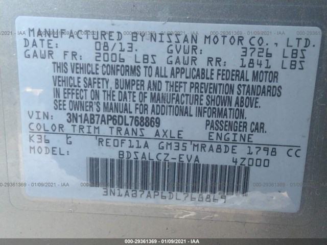 Photo 8 VIN: 3N1AB7AP6DL768869 - NISSAN SENTRA 