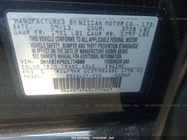 Photo 8 VIN: 3N1AB7AP6DL774669 - NISSAN SENTRA 