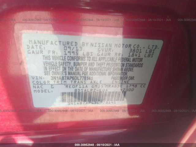 Photo 8 VIN: 3N1AB7AP6DL778141 - NISSAN SENTRA 