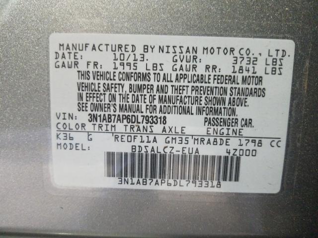 Photo 9 VIN: 3N1AB7AP6DL793318 - NISSAN SENTRA S 