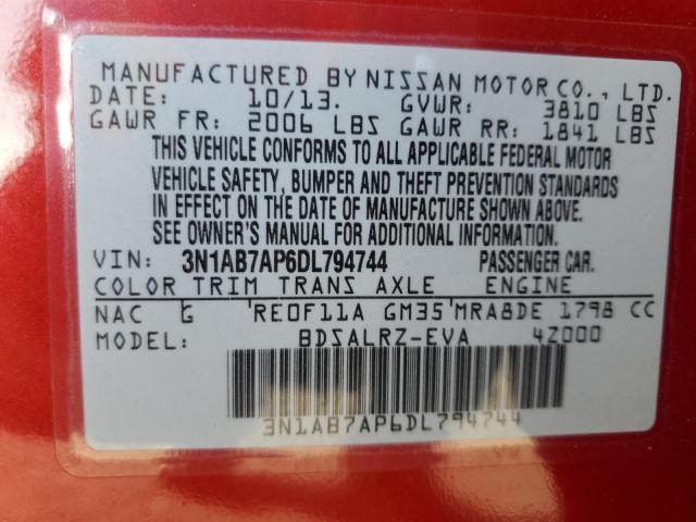 Photo 12 VIN: 3N1AB7AP6DL794744 - NISSAN SENTRA S 