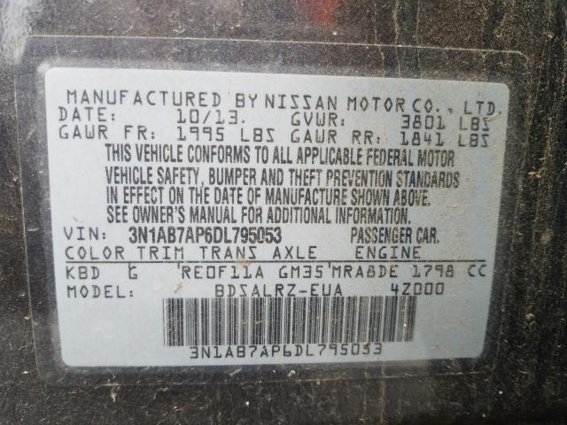 Photo 9 VIN: 3N1AB7AP6DL795053 - NISSAN SENTRA S 