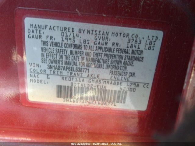 Photo 8 VIN: 3N1AB7AP6EL638771 - NISSAN SENTRA 