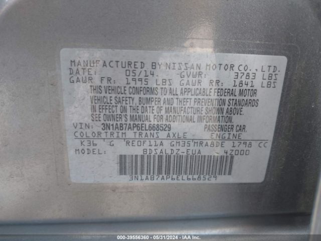 Photo 8 VIN: 3N1AB7AP6EL668529 - NISSAN SENTRA 