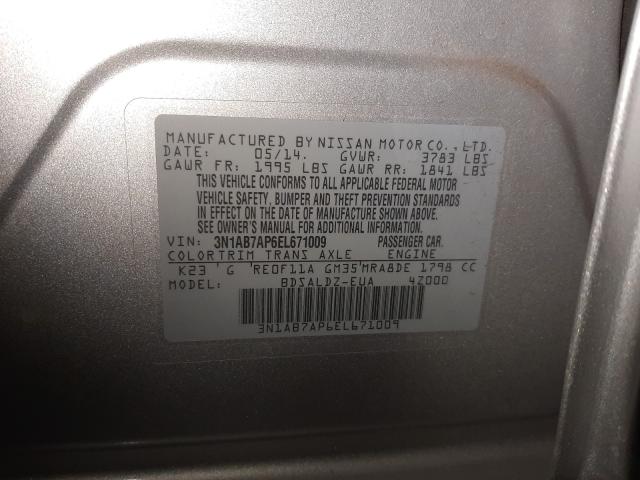 Photo 9 VIN: 3N1AB7AP6EL671009 - NISSAN SENTRA S 