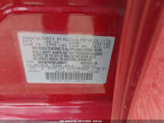 Photo 8 VIN: 3N1AB7AP6EL680471 - NISSAN SENTRA 