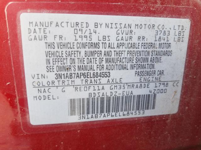 Photo 9 VIN: 3N1AB7AP6EL684553 - NISSAN SENTRA S 