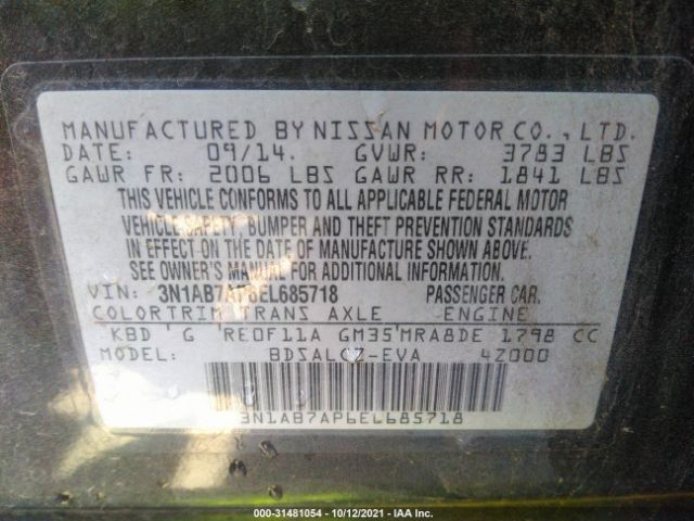 Photo 8 VIN: 3N1AB7AP6EL685718 - NISSAN SENTRA 