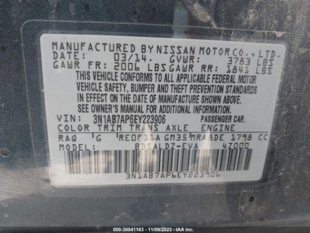 Photo 8 VIN: 3N1AB7AP6EY223906 - NISSAN SENTRA 