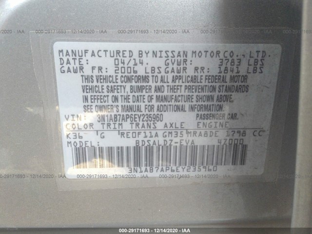 Photo 8 VIN: 3N1AB7AP6EY235960 - NISSAN SENTRA 