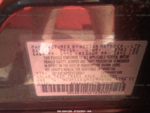 Photo 8 VIN: 3N1AB7AP6EY238941 - NISSAN SENTRA 