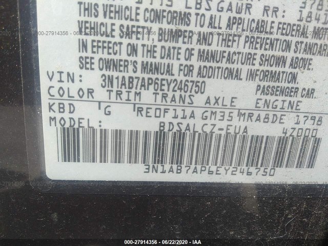 Photo 8 VIN: 3N1AB7AP6EY246750 - NISSAN SENTRA 