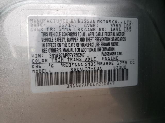 Photo 9 VIN: 3N1AB7AP6EY250247 - NISSAN SENTRA S 