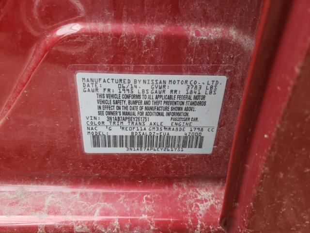 Photo 9 VIN: 3N1AB7AP6EY261751 - NISSAN SENTRA S 